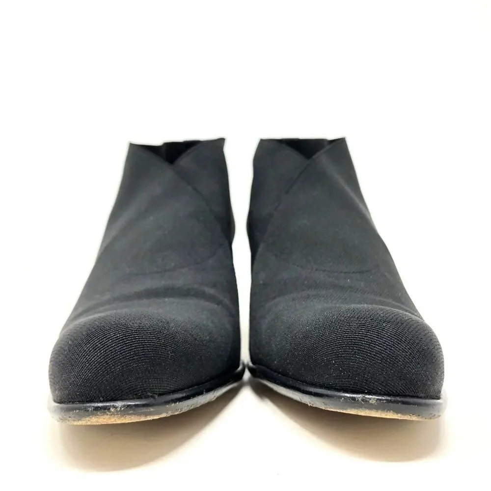 Walter Steiger Boots Womens 8.5 AA Black Fabric Heel Career Dress‎ Ankle Bootie